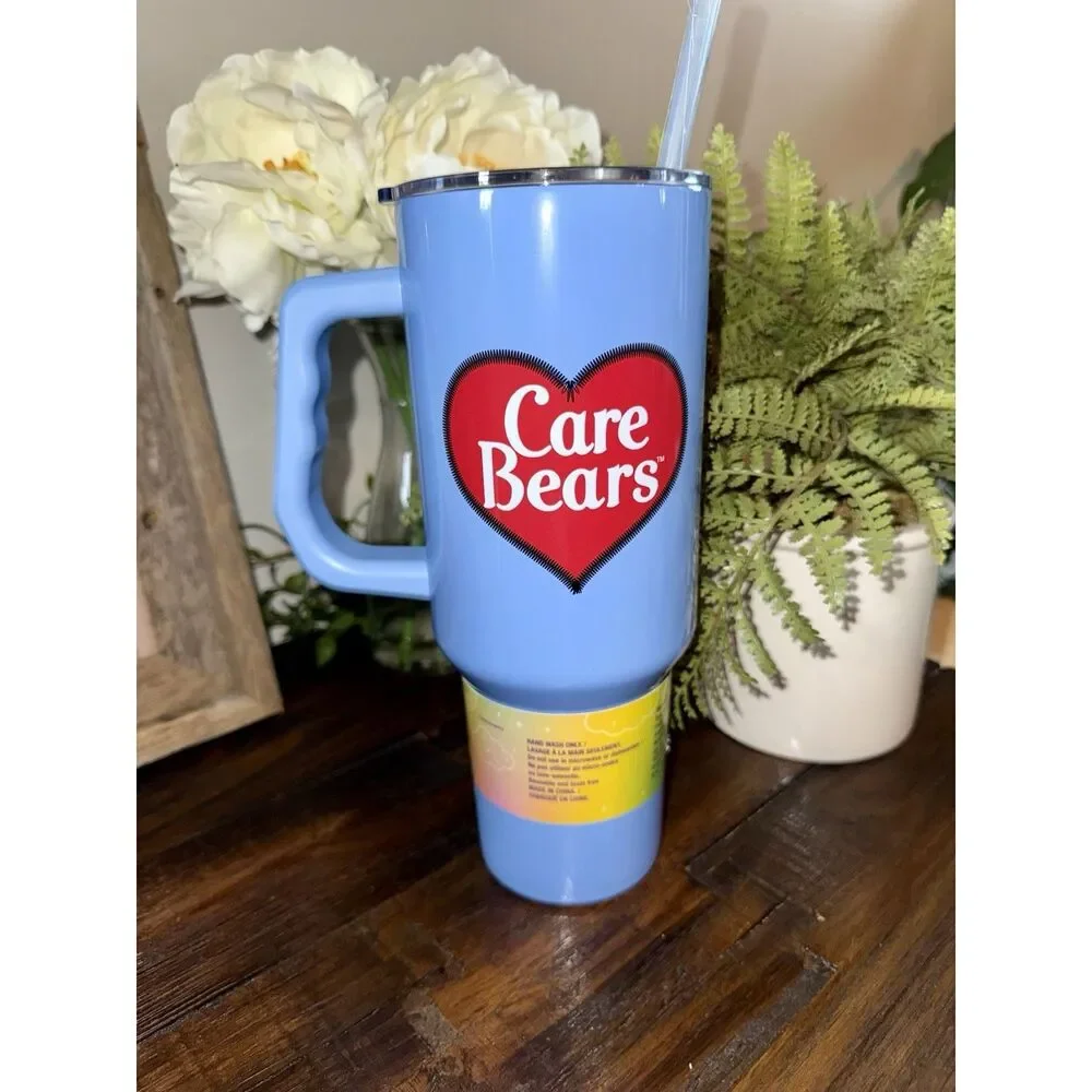 Care Bears Stainless Steel Tumbler Grumpy Like I Care Handle Cup 40 oz NEW
